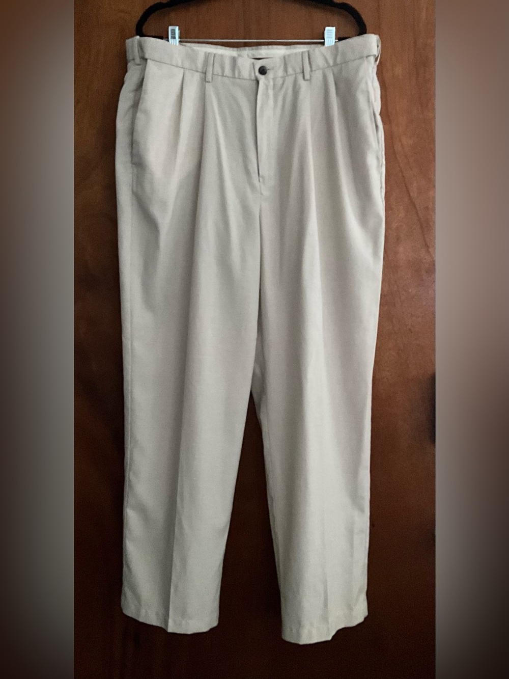 Haggar Cream Dress Pants with Orange Waistband Trim